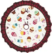 [VPPUR] Delicious Cupcakes Print Xmas Tree Skirt Santa Xmas Decor Holiday Party 48''36''30''Christmas Tree Skirt