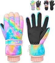 [PAMAID] Kids Gloves Winter Snow Gloves Waterproof Ski Gloves for Girls, Toddler Snow Gloves Outdoor Snowboard Gloves