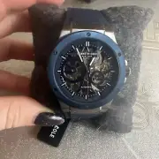 BNOB Men's Kenneth Cole Silicone Strap Automatic Skeleton Watch/ Blue WGR0013504
