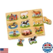 Melissa and Doug Farm Sound Puzzle - Wooden Peg Puzzle With Sound Effects (9