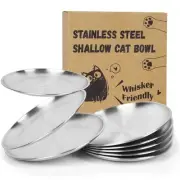 8PC Stainless Steel Cat Bowls Set - Whisker-Friendly Shallow Dishes for Indoo...
