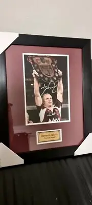 Darren Lockyer holding trophy - Signed & certificate of authenticity