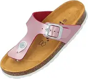 [Palado] Kos G Metallic Children's Mules, Girls' Sandals with Adjustable Straps, Comfortable Shoes with Sole Made of Finest Suede, Slippers with Natural Cork Footbed
