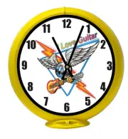 I Love Guitar Music, Yellow Non-Lighted Gas Pump Globe Advertising Table Clock