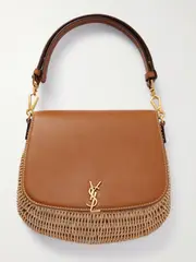 [SAINT LAURENT] SAINT LAURENT - Voltaire Leather-trimmed Bamboo Shoulder Bag - Neutral - One size One size Neutrals