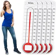 5 Pcs Goal Chart Fundraising Thermometer Goal Setter Board Goal Tracker Giant Goal Chart Goal Tracker Dry Erase Goal Setting Wall Mounted Thermometer with Pull Through Ribbon, 46 x 12 inches