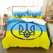 v2673 Bed Sheets Ukrainian Flag UKRAINE Bedding Set Duvet Cover Bed Set Quilt Cover Pillowcase Comforter king Queen Size Boys Adult 3-Piece Bedding Se