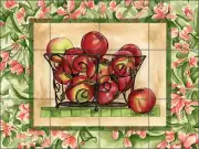 Ceramic Tile Mural Kitchen Backsplash Mullen Apple Basket Art SM048