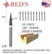 10 PCS Tideway Carbide C4 RC20801101 15 DEG X 1/8 DIA Carving Bit CNC router bit