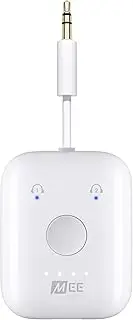 MEE audio Connect Air in-Flight Bluetooth Wireless Audio Transmitter Adapter for up to 2 AirPods/Other Headphones; Works with All 3.5mm Aux Jacks on Airplanes, Gym Equipment, TVs, & Gaming Consoles
