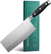Linoroso Meat Cleaver, 7.5'' Chinese Cleaver Knife Butcher Knife, Ultra Sharp German High Carbon Stainless Steel Kitchen Knife, Full Tang, Ergonomic Handle