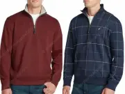 NAUTICA Men's Size 2XL Fleece Quarter-Zip Sweater, Mock-Neck Pullover Sweatshirt