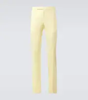 [Ralph Lauren Purple Label] Ralph Lauren Purple Label High-rise silk and linen straight pants UK 38 yellow