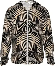 [JHLMN] UPF 50+ Sun Protection Hoodie Jacket Full Zip Long Sleeve Sun Shirt Optical Wavy Pattern Fishing Shirt