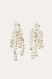 $360.00 Completedworks Pearl and Zirconia Recycled Gold Vermeil Earrings