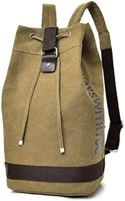 [Generic] Canvas backpack large capacity bucket bag men's outdoor sports backpack leisure travel bag