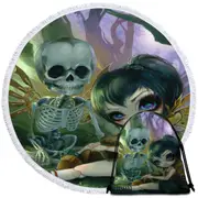 Eve and Rib Clockwork Fairy and Skeleton Round Beach Towel