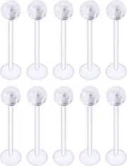 [Kridzisw] 16G 14G Clear Plastic Cheek Dimple Tongue Rings Piercing Rtainer for Surgery Flexible Bioflex Extra Long Lip Labtert Monroe Medusa Rings Studs for Women Men 16mm 19mm