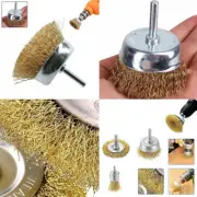 US 6-12 Pcs Brass Wheel Cup Wire Brush Drill Bit Set Rust Paint Attachment 1/4"