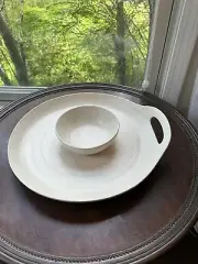 Coldwater Creek Ivory Pottery Chip Dip Platter