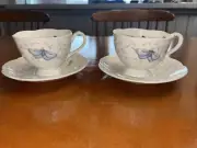 Two Gorgeous LENOX BUTTERFLY MEADOW Tea Cups & Saucers By Laurie LeLuger NEW
