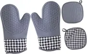 BIUDECO 1Set Heat Resistant Oven Mitts Non Slip Insulated Gloves for Cooking Baking Kitchen Mitts with Heat Insulated Pad for Cake Shops Food