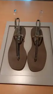 Logo flat sandals 39.5,40 Brown