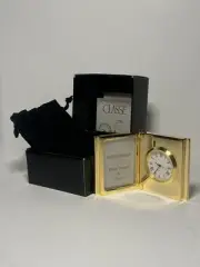 Very Rare Chass Folding Miniature Quartz Brass Desk Clock Picture Frame