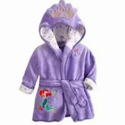 Nmaov Toddler Baby Girls Cartoon Mermaid Hooded Bathrobe Robe Warm Soft Plush Pajamas Sleepwear Housecoat 4-5Years