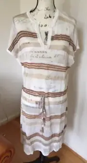 NWT $109.00 Chico's Striped Belted Tunic. Neutral Combo. Size: 2(12/14-L)