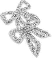 GLSTOY 2pcs Bow Patch Bow Rhinestone Patches Rhinestone Iron on Diy Sew Fabric Bag Let Us Sew Designer Applique White Beads