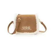AUSTRALIAN SHEPHERD® Women Fluffy Wool Adjustable Strap Over Shoulder Messenger Bag - Dark Beige / One Size