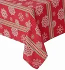 St Nicholas Square Woven Red Stripe Snowflake Tablecloth Table Cloth 70 Round