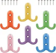 6 Pieces of Hooks, Children's Coat Hooks, Colorful Coat Racks, Metal Small Coat Hooks, Alloy Heavy Duty Hooks, Coat Storage Accessories for Bathroom, Bedroom and Kitchen