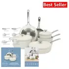 10-Piece Ceramic Nonstick Cookware Set - Induction, Oven Safe - Linen White