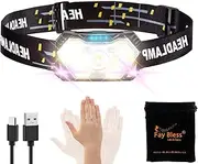 Fay Bless USB C Rechargeable LED Sensor Headlamp with Adjustable Angle (Black 9)