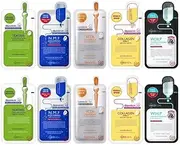 Mediheal Sheet Mask Bundle N.M.F Aquaring Ampoule + Collagen Impact + Teatree Care + E.G.T Timetox Ampoule EX + W.H.P White Hydrating Black EX, 2pcs Each, 5 Different Masks, Totally 10 Sheets