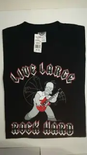 Homer Simpson Live Large Rock Hard T Shirt Size M 2004 Never Worn