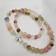 Pink St. Benedict Rosary Bracelet - Stretch & Wrap
