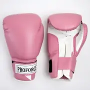 AWMA ProForce Leatherette Boxing Gloves Color Pink With White Palm, 12 Oz.