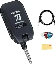 Boss Katana:GO Personal Headphone Guitar Amplifier Bundle with Instrument Cable, Picks, and Austin Bazaar Polishing Cloth