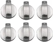 6 Pack 6mm Zinc Alloy Control Knob Oven Switch Universal Silver Gas Stove Control Knobs for Oven Cooktop Gas Stove(Handle Style)
