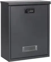 Locking Mailbox Wall Mount Combination Lock Drop Box Large Capacity Black Matt