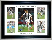 CRISTIANO RONALDO JUVENTUS SOCCER PHOTO COLLAGE SIGNED PRINT ONLY OR FRAMED