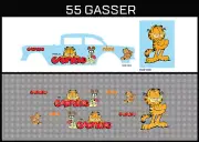 Hot Wheels(1/64),55 Gasser"Garfield" Waterslide,Printed White First,Decals