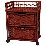 23" Natural Fiber Chest of Drawers on Wheels - Mahogany