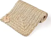 UniQloth Farmhouse Jute Burlap Braided Table Runner 36 Inches Long, 13x36 Natural, 100% Jute Hand Crafted Rustic Vintage Dining Table Runner