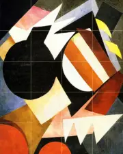 Russian French Avant Garde Art Colorful Ceramic Mural Backsplash Bath Tile #677