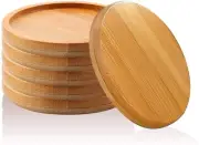 6 Pack Bamboo Plant Saucer, Succulent Pots Cactus Planter Round Pot Tray