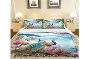 3D Waterfall Peacock 197 Bed Pillowcases Quilt Cover Set Bedding Set 3D Duvet cover Pillowcases